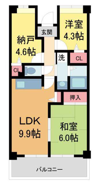 シャルメ東灘(3DK/5階)の間取り写真
