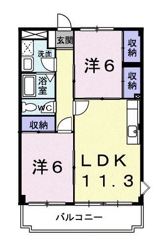 マリッチ大舘I号館(2LDK/4階)の間取り写真