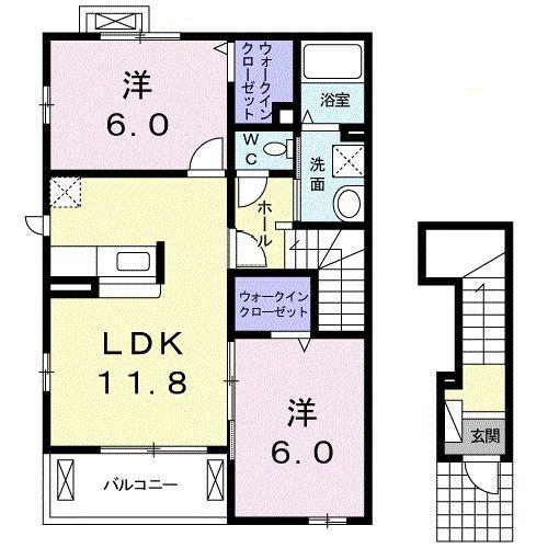 エテルノ フィオーレ(2LDK/2階)の間取り写真
