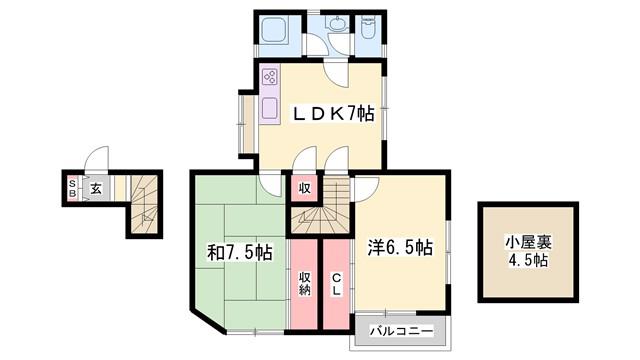 桜ケ丘団地1号棟(2SLDK/2階)の間取り写真