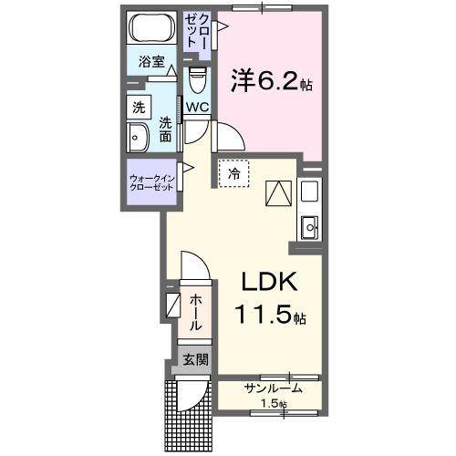 ノワール(1LDK/1階)の間取り写真
