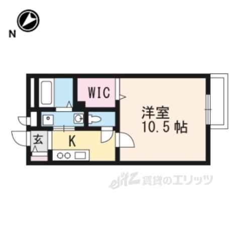 ウエストヴァレーⅣ(1K/1階)の間取り写真