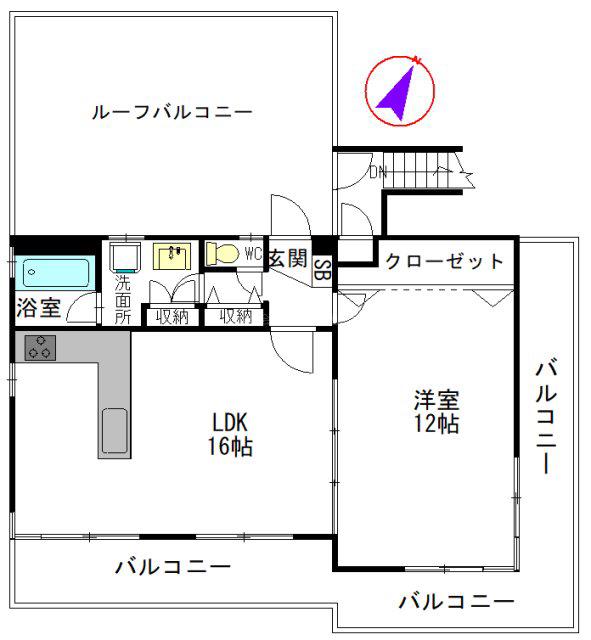 クレスト王子公園(1LDK/4階)の間取り写真