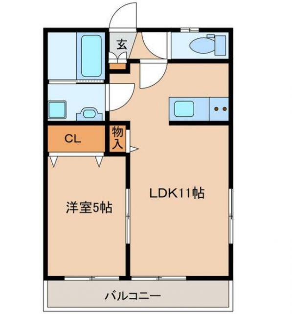 ハレクラニ唐津(1LDK/1階)の間取り写真