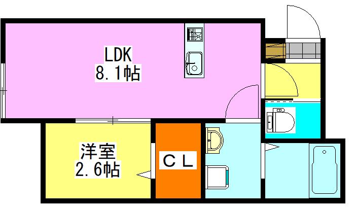 KEIAI RESIDENCE 北習志野II(1LDK/2階)の間取り写真