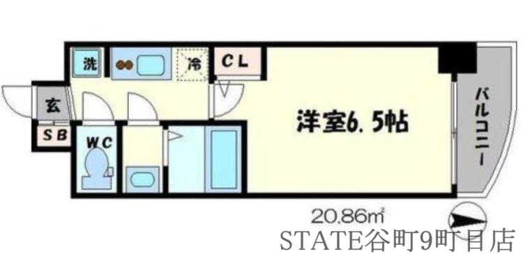 SERENITE谷四(1K/6階)の間取り写真