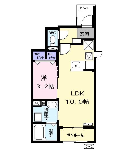 サンシャイン鎌倉通(1LDK/1階)の間取り写真