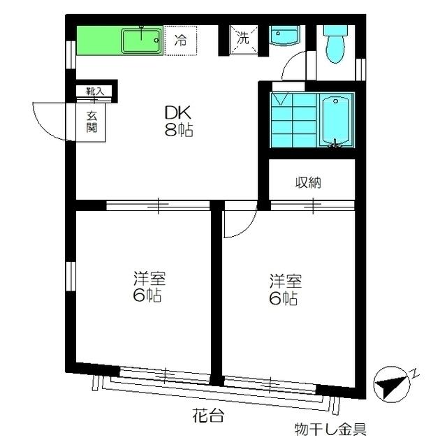 エステート久が原A棟(2DK/1階)の間取り写真