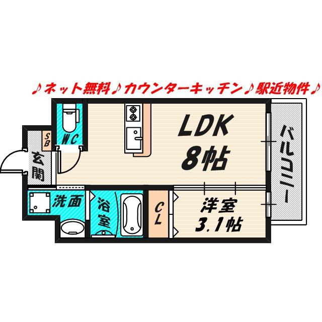 オルフェア新森公園(1LDK/7階)の間取り写真
