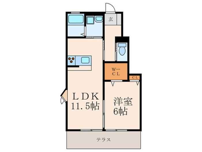 プレシャスI(1LDK/1階)の間取り写真