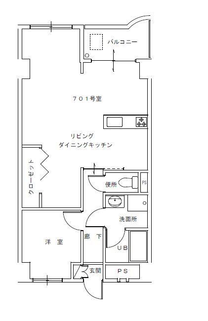 扇インペリアルコート(1LDK/7階)の間取り写真