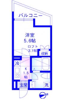 エルム山手(1K/2階)の間取り写真