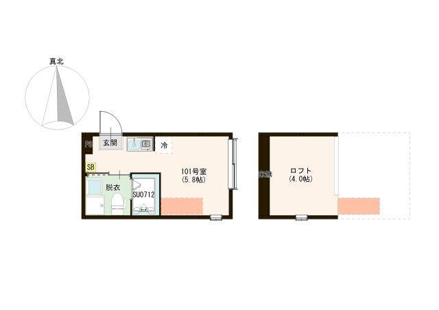 千住関屋町B(ワンルーム/1階)の間取り写真