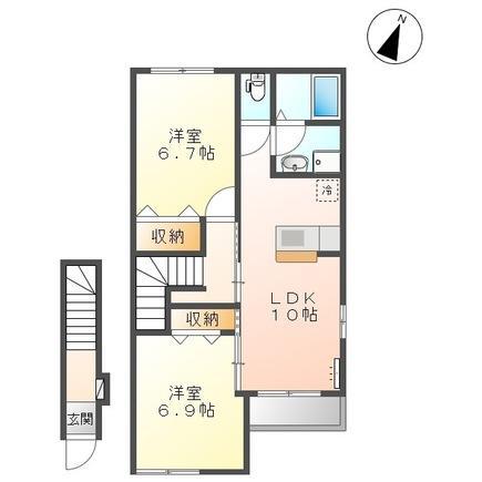 プラージュ(2LDK/2階)の間取り写真