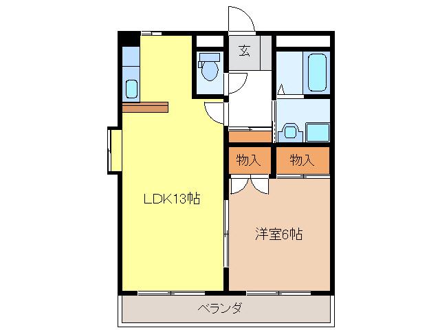 エステート小野(1LDK/3階)の間取り写真