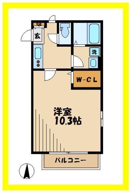 ルネ千年(1K/1階)の間取り写真