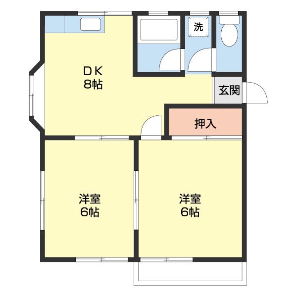ハイツ裕(2DK/2階)の間取り写真