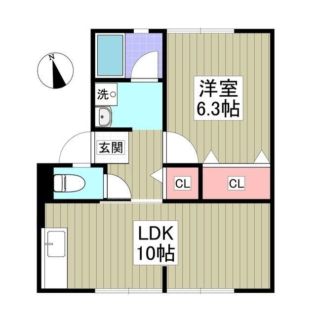 パナヴィレッジエッグB(1LDK/1階)の間取り写真