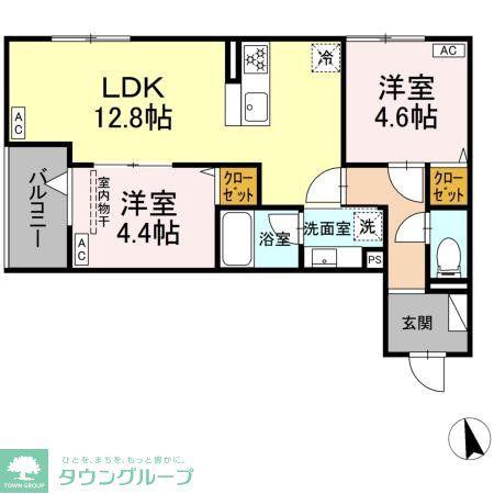 セレスティア東葛西 VI(2LDK/2階)の間取り写真
