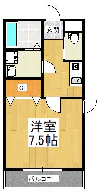 R-SIDE PALACE北野田(1K/1階)の間取り写真