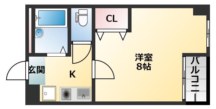 高敷マンション(1K/3階)の間取り写真