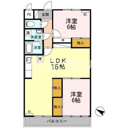 アイリス八橋(2LDK/3階)の間取り写真