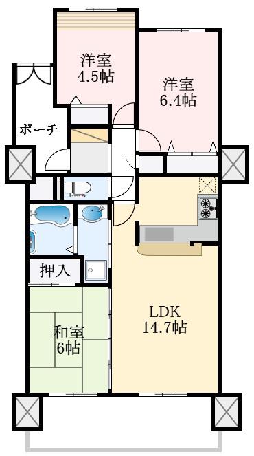 タワーズランド北野田セントラルタワー(3LDK/5階)の間取り写真