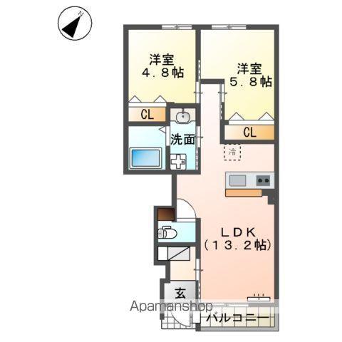 CHALEUR K(2LDK/1階)の間取り写真