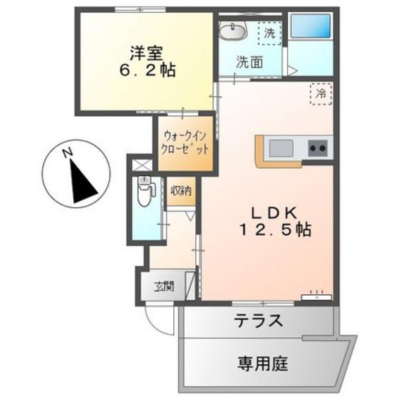 AMOUR AYA(1LDK/1階)の間取り写真