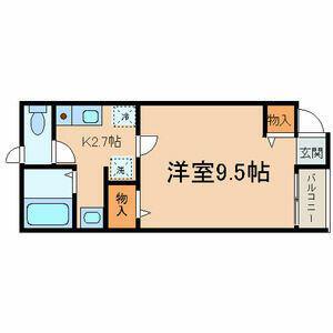 フラットH(1K/2階)の間取り写真