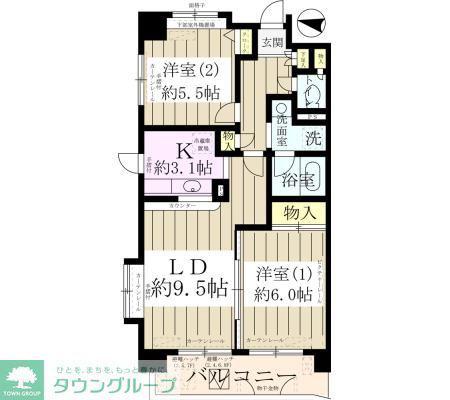 ディアプレイス(2LDK/5階)の間取り写真