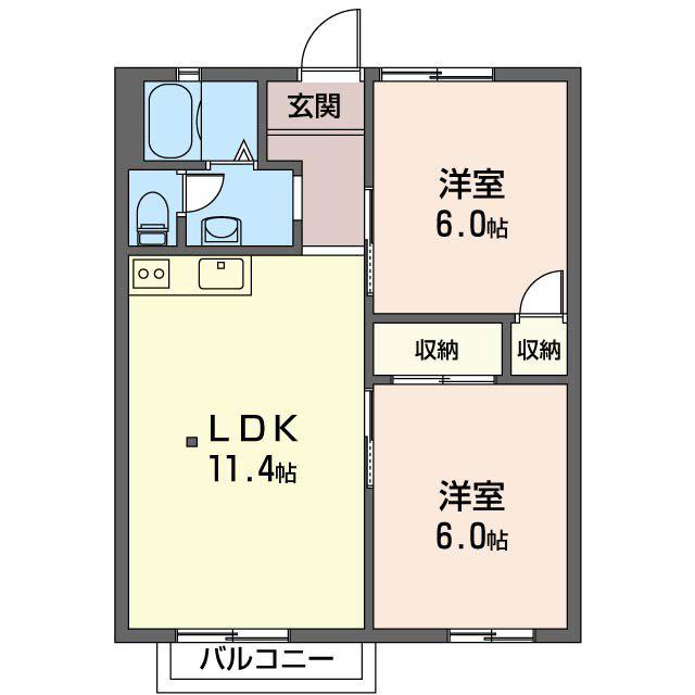 スイングハイム(2LDK/2階)の間取り写真