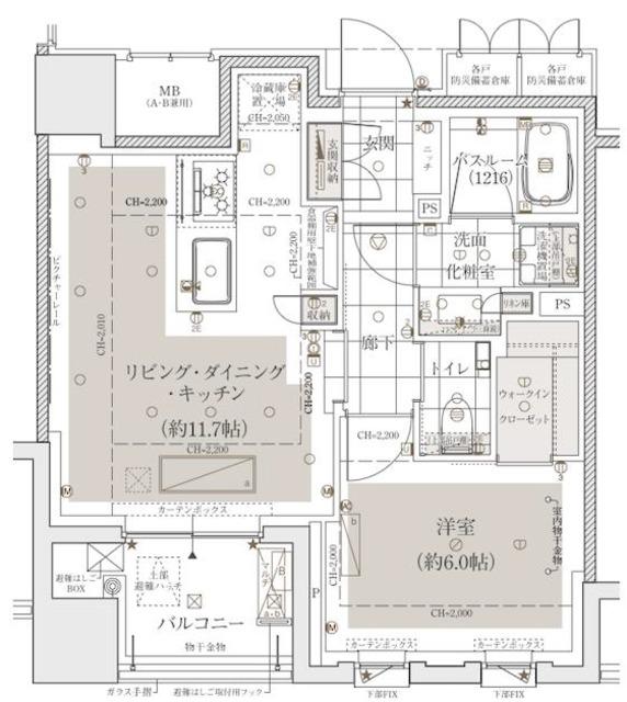 アトラス麻布十番(1LDK/8階)の間取り写真