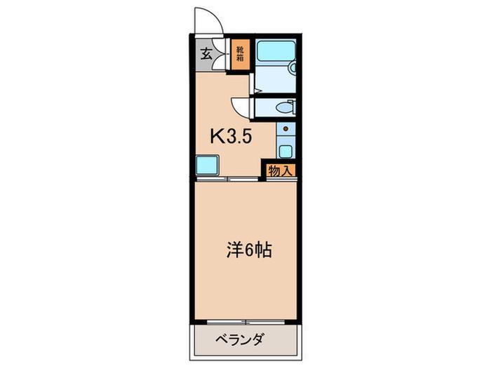 梨苑マンション(1K/3階)の間取り写真