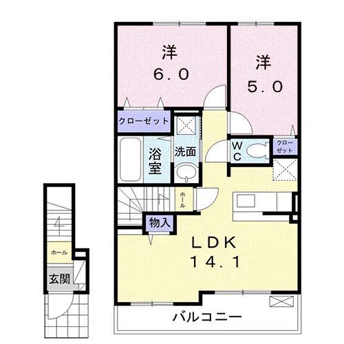 シドニー(2LDK/2階)の間取り写真