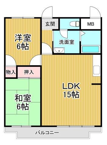 エスペランサ宝塚(2LDK/3階)の間取り写真