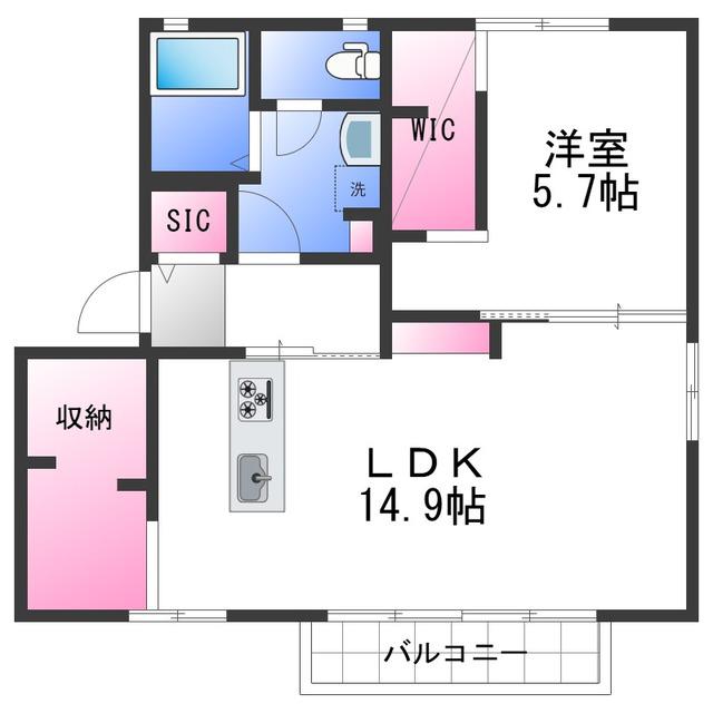 ボルトシティ熊取3(1LDK/2階)の間取り写真