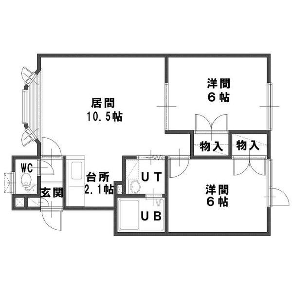 ヴィラルミエールA棟(2LDK/2階)の間取り写真