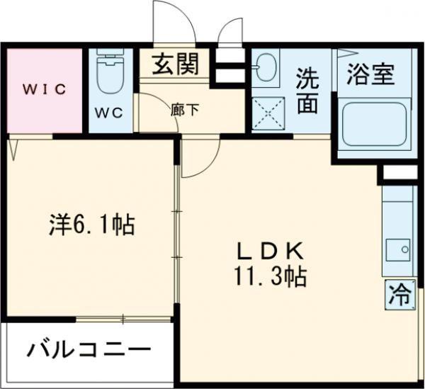 アッコルド(1LDK/3階)の間取り写真