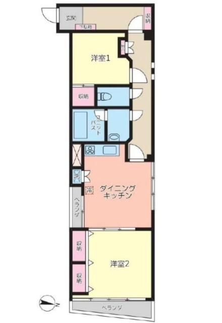 フラッツ新大橋(2DK/2階)の間取り写真