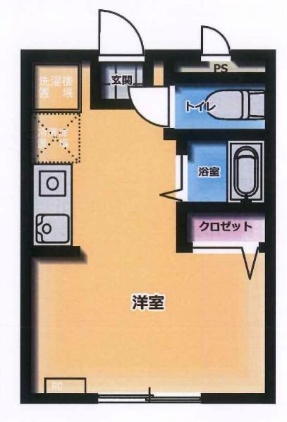 ハイホーム(1K/1階)の間取り写真