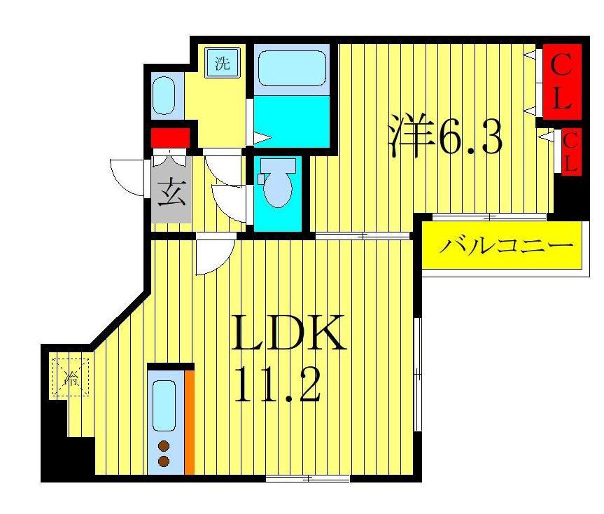 LCヒルズ(1LDK/3階)の間取り写真