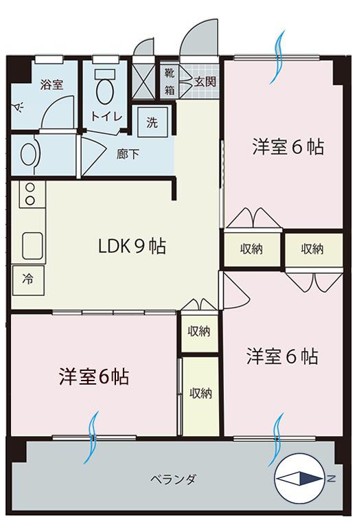 エルミタージュ(3DK/3階)の間取り写真
