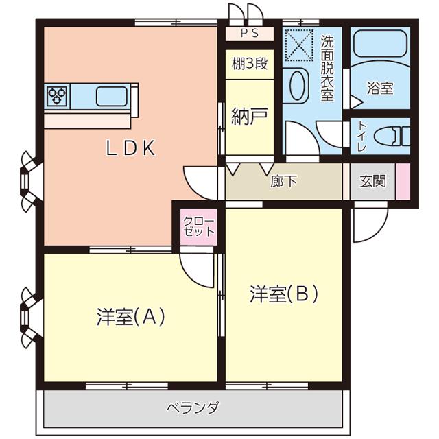 ステイシア(2SDK/1階)の間取り写真