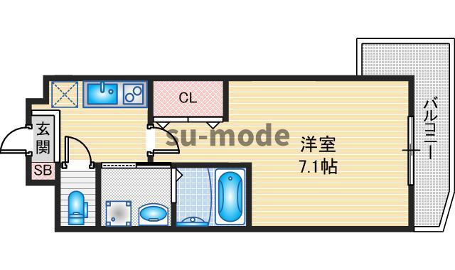 AILE南茨木(1K/4階)の間取り写真