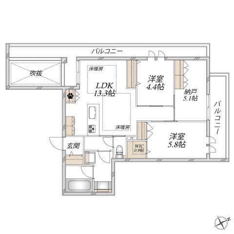 市川南3丁目メゾン(2SLDK/4階)の間取り写真