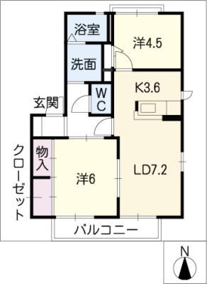 グリーンヒル京町(2LDK/1階)の間取り写真