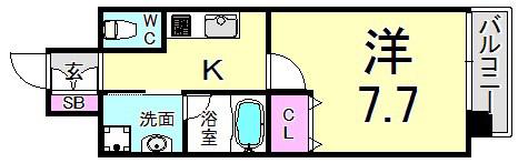 ピアグレース神戸(1K/15階)の間取り写真