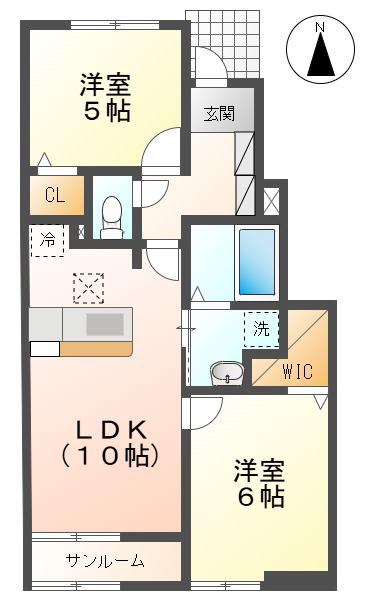 ルミナーラ西中央(2LDK/1階)の間取り写真