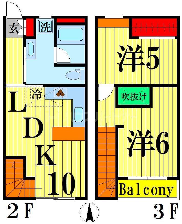 コットンハウスII(2LDK/2階)の間取り写真